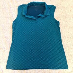 Nike large Dri-Fit Women’s Golf Tank Top Teal Navy Print Size victory textured